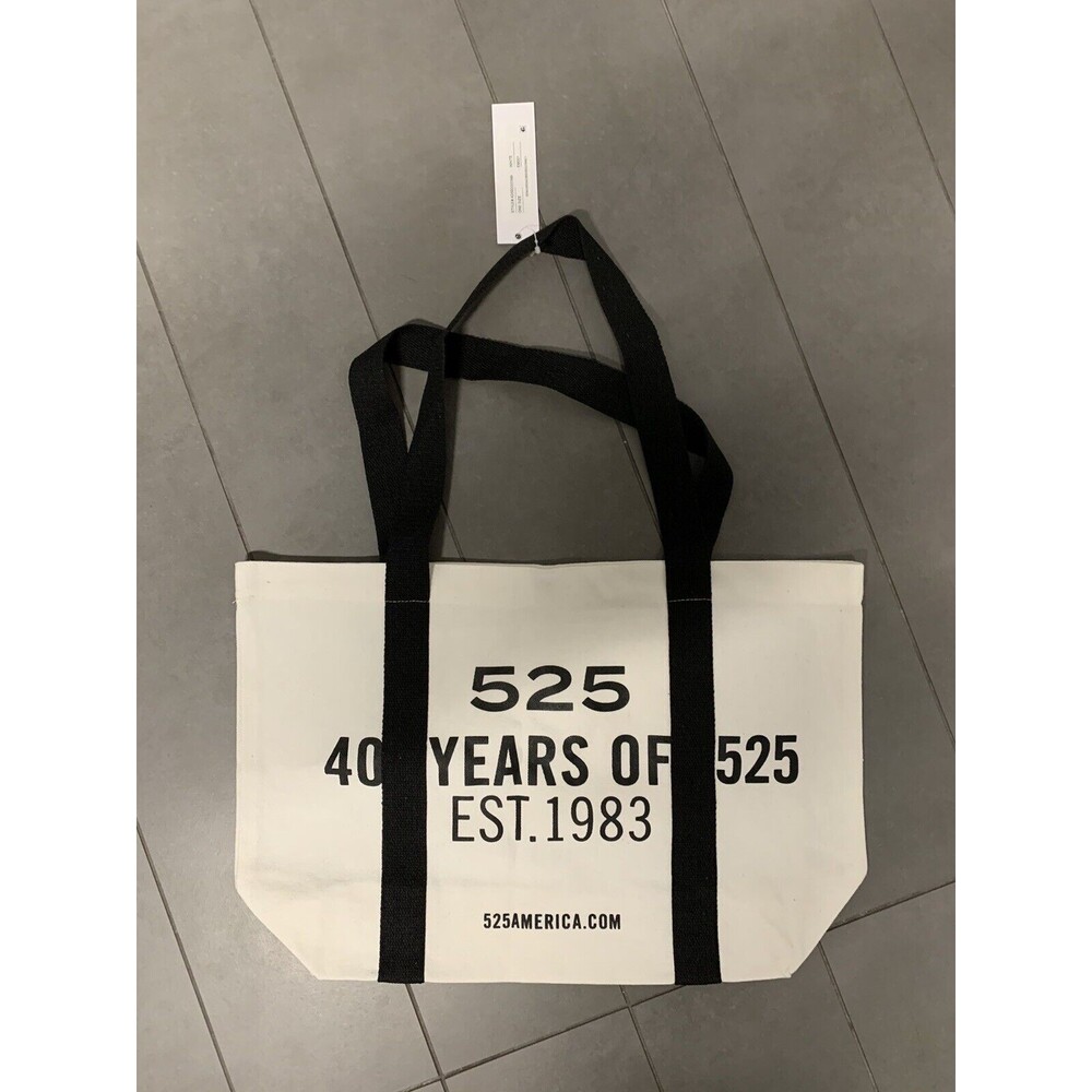 525 America 40 Years of 525 Anniversary Canvas Tote Bag White Black NWT
